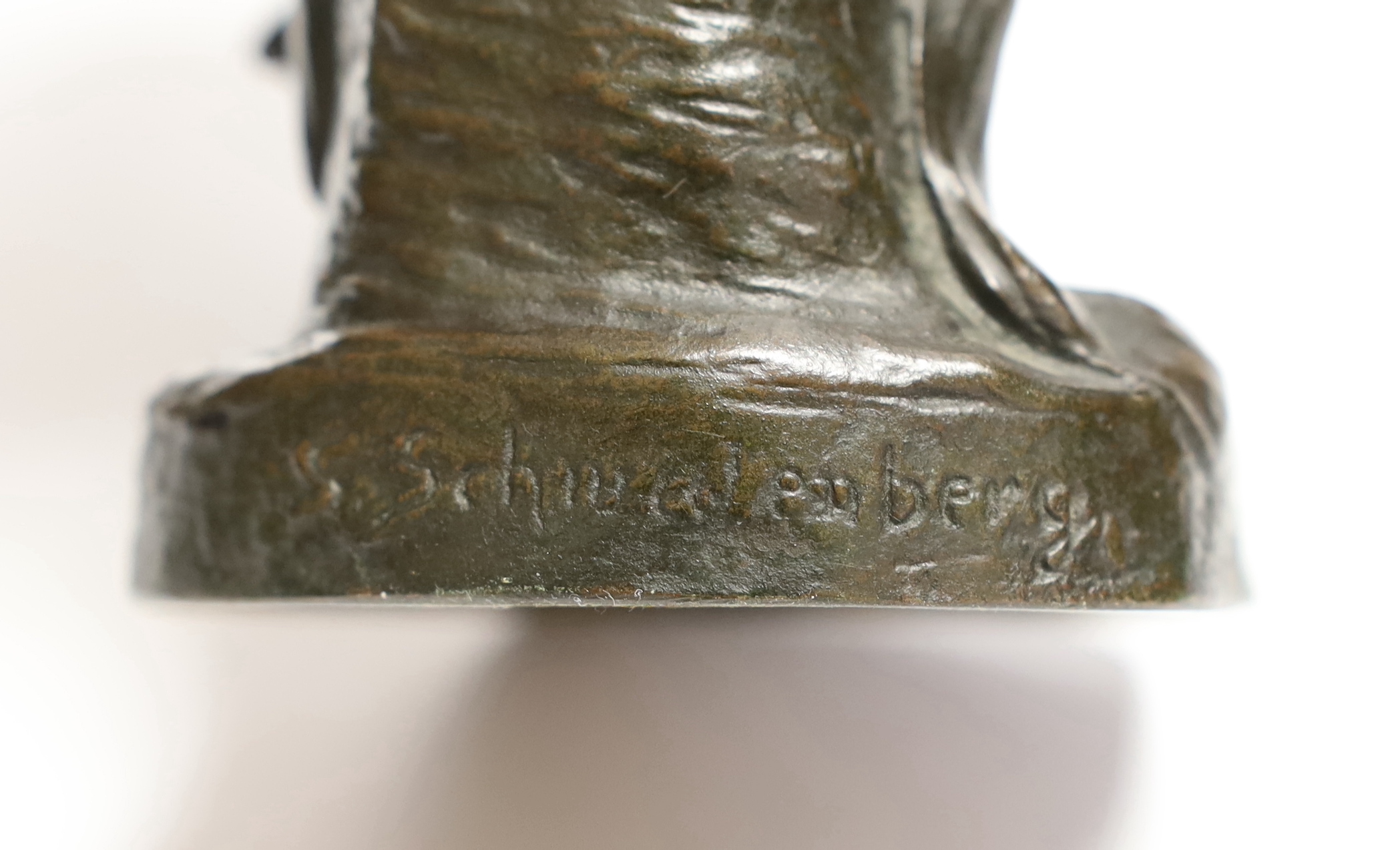Spiro Schwalenberg (1898-1922), a bronze female figure of a spinner, 19cm